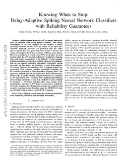 Knowing When to Stop: Delay-Adaptive Spiking Neural Network Classifiers
  with Reliability Guarantees
