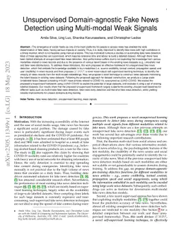 Unsupervised Domain-agnostic Fake News Detection using Multi-modal Weak
  Signals