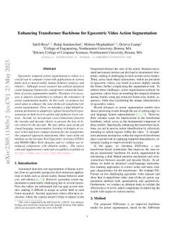 Enhancing Transformer Backbone for Egocentric Video Action Segmentation