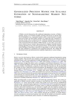 Generalized Precision Matrix for Scalable Estimation of Nonparametric
  Markov Networks