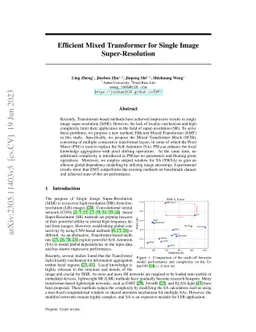 Efficient Mixed Transformer for Single Image Super-Resolution