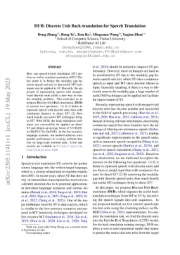 DUB: Discrete Unit Back-translation for Speech Translation