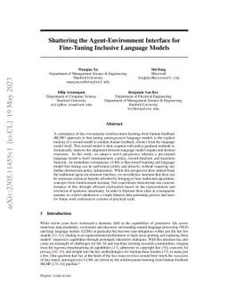 Shattering the Agent-Environment Interface for Fine-Tuning Inclusive
  Language Models