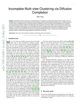 Incomplete Multi-view Clustering via Diffusion Completion