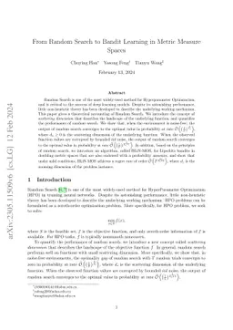 From Random Search to Bandit Learning in Metric Measure Spaces