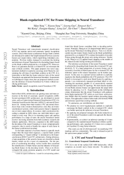 Blank-regularized CTC for Frame Skipping in Neural Transducer