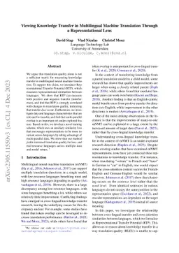 Viewing Knowledge Transfer in Multilingual Machine Translation Through a
  Representational Lens