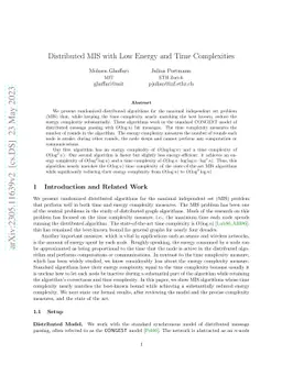 Distributed MIS with Low Energy and Time Complexities