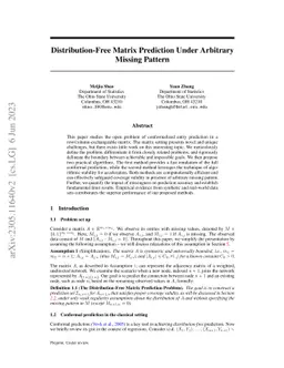 Distribution-Free Matrix Prediction Under Arbitrary Missing Pattern