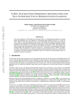 S-JEA: Stacked Joint Embedding Architectures for Self-Supervised Visual
  Representation Learning