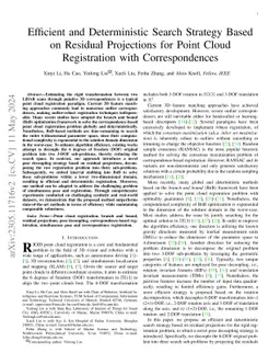 Efficient and Deterministic Search Strategy Based on Residual
  Projections for Point Cloud Registration with Correspondences