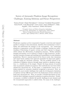 Survey of Automatic Plankton Image Recognition: Challenges, Existing
  Solutions and Future Perspectives
