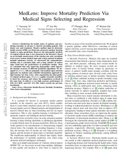 MedLens: Improve Mortality Prediction Via Medical Signs Selecting and
  Regression
