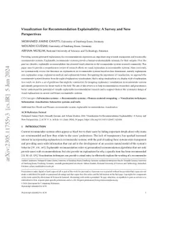 Visualization for Recommendation Explainability: A Survey and New
  Perspectives