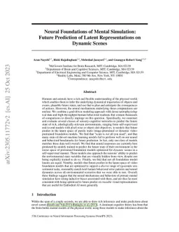 Neural Foundations of Mental Simulation: Future Prediction of Latent
  Representations on Dynamic Scenes