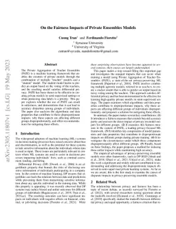 On the Fairness Impacts of Private Ensembles Models