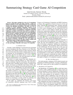 Summarizing Strategy Card Game AI Competition