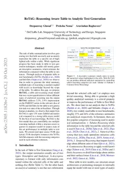 ReTAG: Reasoning Aware Table to Analytic Text Generation