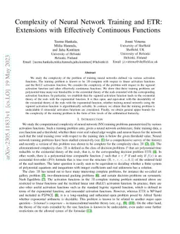 Complexity of Neural Network Training and ETR: Extensions with
  Effectively Continuous Functions