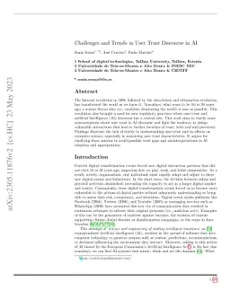Challenges and Trends in User Trust Discourse in AI