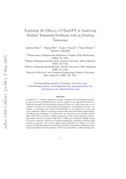 Exploring the Efficacy of ChatGPT in Analyzing Student Teamwork Feedback
  with an Existing Taxonomy