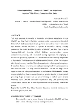 Enhancing Chemistry Learning with ChatGPT and Bing Chat as Agents to
  Think With: A Comparative Case Study