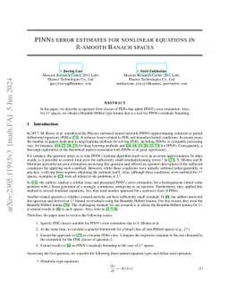 PINNs error estimates for nonlinear equations in $\mathbb{R}$-smooth
  Banach spaces