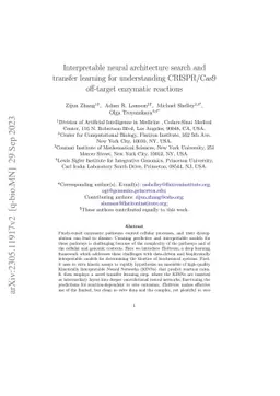 Interpretable neural architecture search and transfer learning for
  understanding CRISPR/Cas9 off-target enzymatic reactions