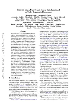 XTREME-UP: A User-Centric Scarce-Data Benchmark for Under-Represented
  Languages