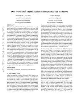 OPTWIN: Drift identification with optimal sub-windows