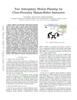 Fast Anticipatory Motion Planning for Close-Proximity Human-Robot
  Interaction