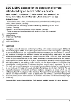 EEG and EMG dataset for the detection of errors introduced by an active
  orthosis device