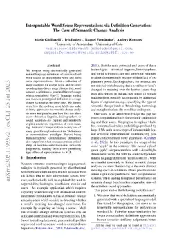 Interpretable Word Sense Representations via Definition Generation: The
  Case of Semantic Change Analysis