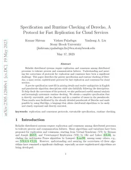 Specification and Runtime Checking of Derecho, A Protocol for Fast
  Replication for Cloud Services