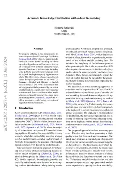 Accurate Knowledge Distillation with n-best Reranking