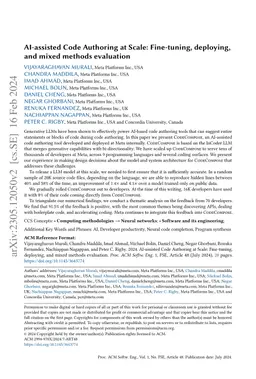 AI-assisted Code Authoring at Scale: Fine-tuning, deploying, and mixed
  methods evaluation
