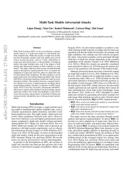 Attacking All Tasks at Once Using Adversarial Examples in Multi-Task Learning