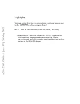Technical outlier detection via convolutional variational autoencoder
  for the ADMANI breast mammogram dataset
