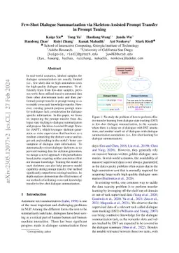Few-Shot Dialogue Summarization via Skeleton-Assisted Prompt Transfer in
  Prompt Tuning