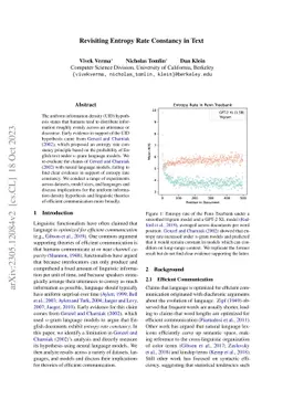 Revisiting Entropy Rate Constancy in Text