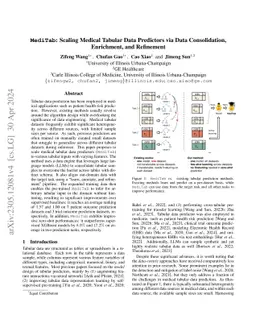 MediTab: Scaling Medical Tabular Data Predictors via Data Consolidation,
  Enrichment, and Refinement