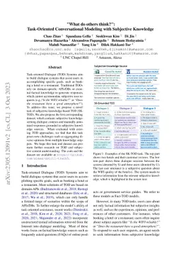 "What do others think?": Task-Oriented Conversational Modeling with
  Subjective Knowledge