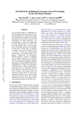 ESCOXLM-R: Multilingual Taxonomy-driven Pre-training for the Job Market
  Domain