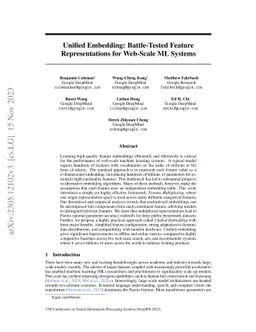 Unified Embedding: Battle-Tested Feature Representations for Web-Scale
  ML Systems
