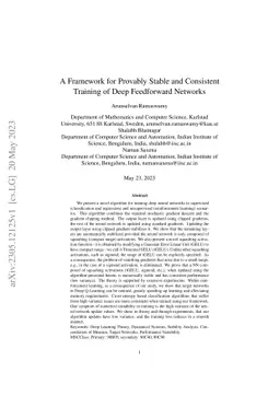 A Framework for Provably Stable and Consistent Training of Deep
  Feedforward Networks