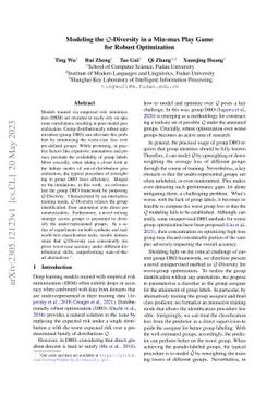 Modeling the Q-Diversity in a Min-max Play Game for Robust Optimization