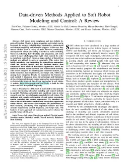 Data-driven Methods Applied to Soft Robot Modeling and Control: A Review