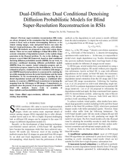 Dual-Diffusion: Dual Conditional Denoising Diffusion Probabilistic
  Models for Blind Super-Resolution Reconstruction in RSIs