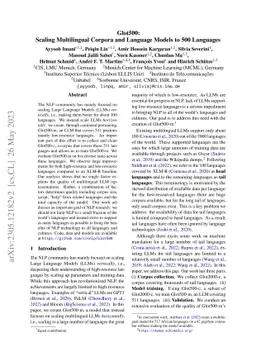 Glot500: Scaling Multilingual Corpora and Language Models to 500
  Languages