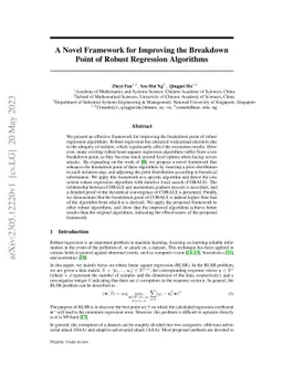 A Novel Framework for Improving the Breakdown Point of Robust Regression
  Algorithms
